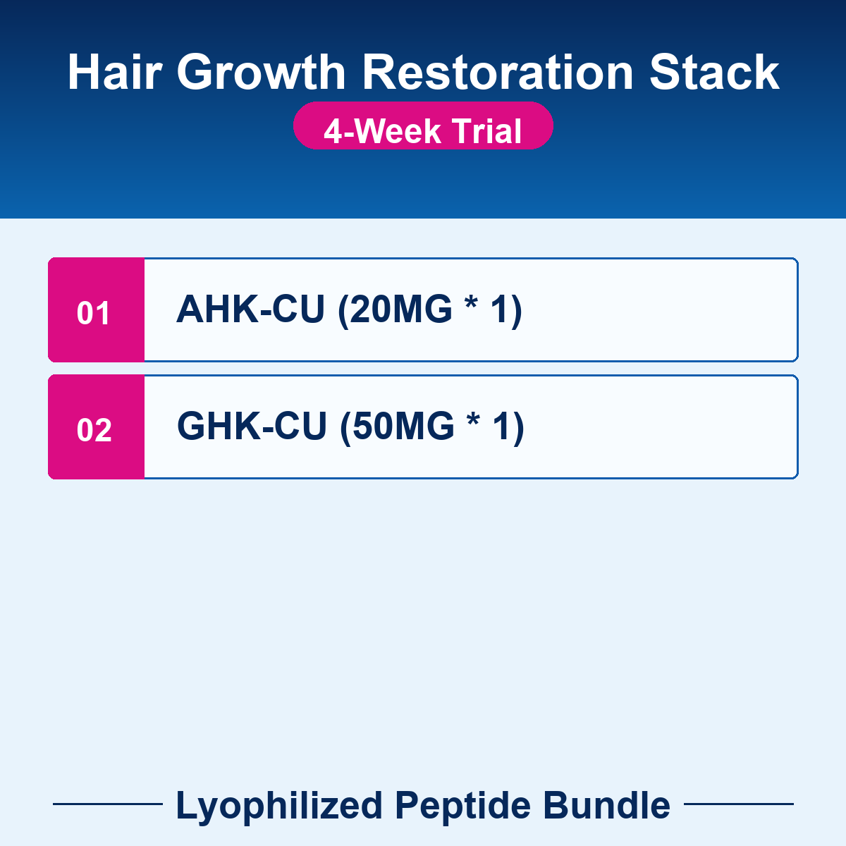 PEP-BUNDLE-25-4w Hair Growth Restoration Stack - 4-Week Trial checklist bundle image Hair Growth Restoration Stack - 4-Week Trial - Lyophilized Peptide Bundle