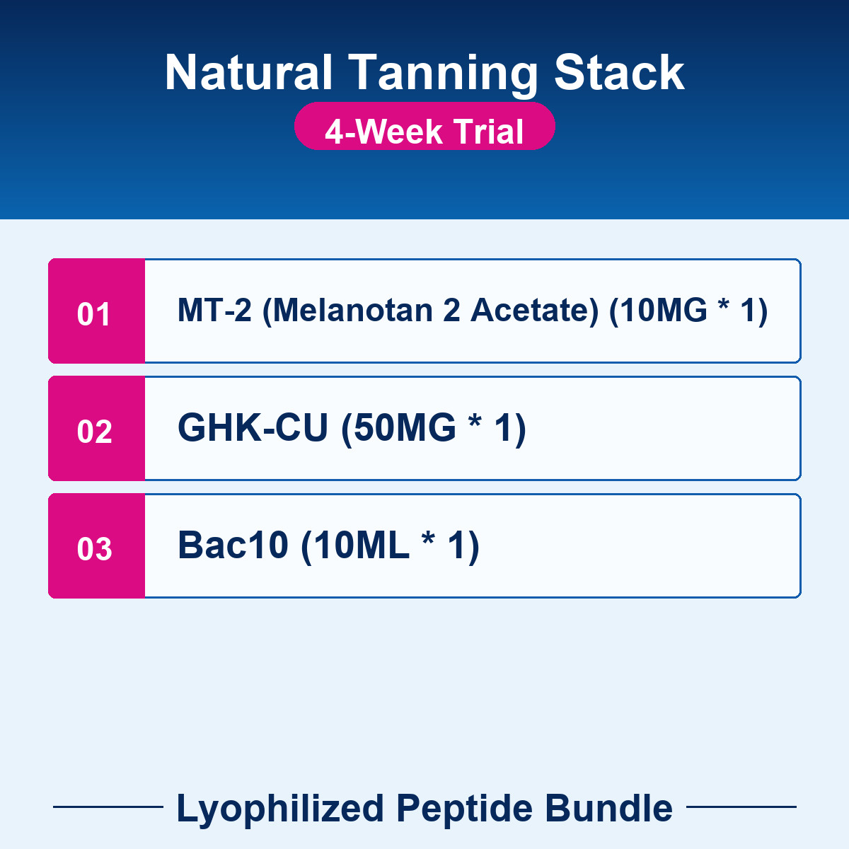 PEP-BUNDLE-26-4w Natural Tanning Stack - 4-Week Trial checklist bundle image Natural Tanning Stack - 4-Week Trial - Lyophilized Peptide Bundle